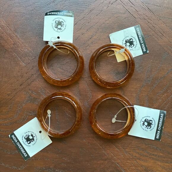 NWT India Overseas Glass Napkin Rings Set Of 4 - Picture 2 of 5